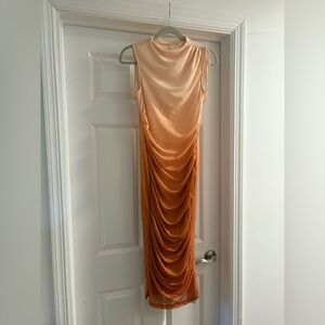 Sleeveless Ombre Ruched Maxi Dress